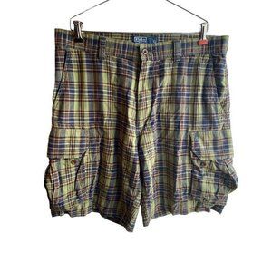 Polo Ralph Lauren Mens Sz 36 Green Plaid 10” Inseam‎ Cotton Cargo Shorts